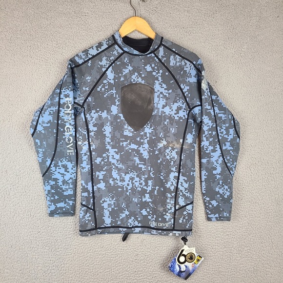 Body Glove 1mm Blue Camo Longsleeve FreeDive Rashguard Super Rover Shirt XL - Picture 1 of 7